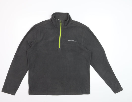 Eddie Bauer Men's Grey Fleece 1/4 Zip Pullover Sweatshirt Size S