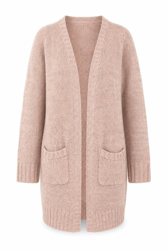 Front view of Originals Knitwear Women Beige Chunky-Knit Cardigan Small