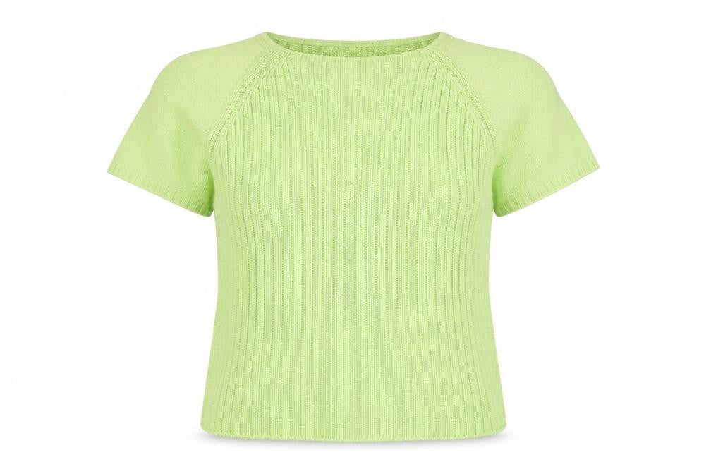 Cotton Ginny Women Green L Knit Short Sleeve Pullover Jumper