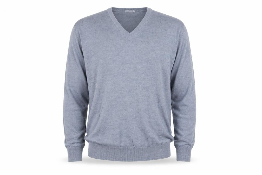 Gran Sasso Men’s Grey Wool V-Neck Pullover Jumper Size L