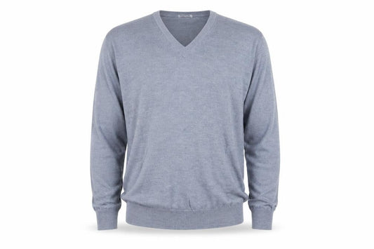 Gran Sasso Men’s Grey Wool V-Neck Pullover Jumper Size L