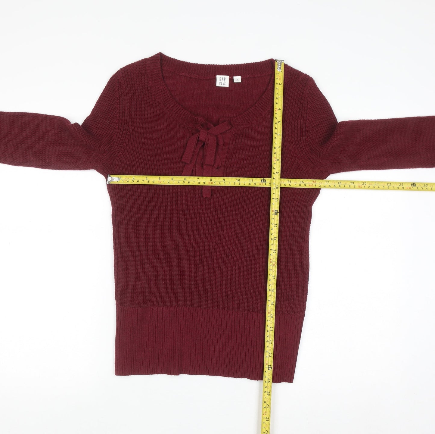 GAP Women’s Red Cotton Knit Bow Pullover Jumper M