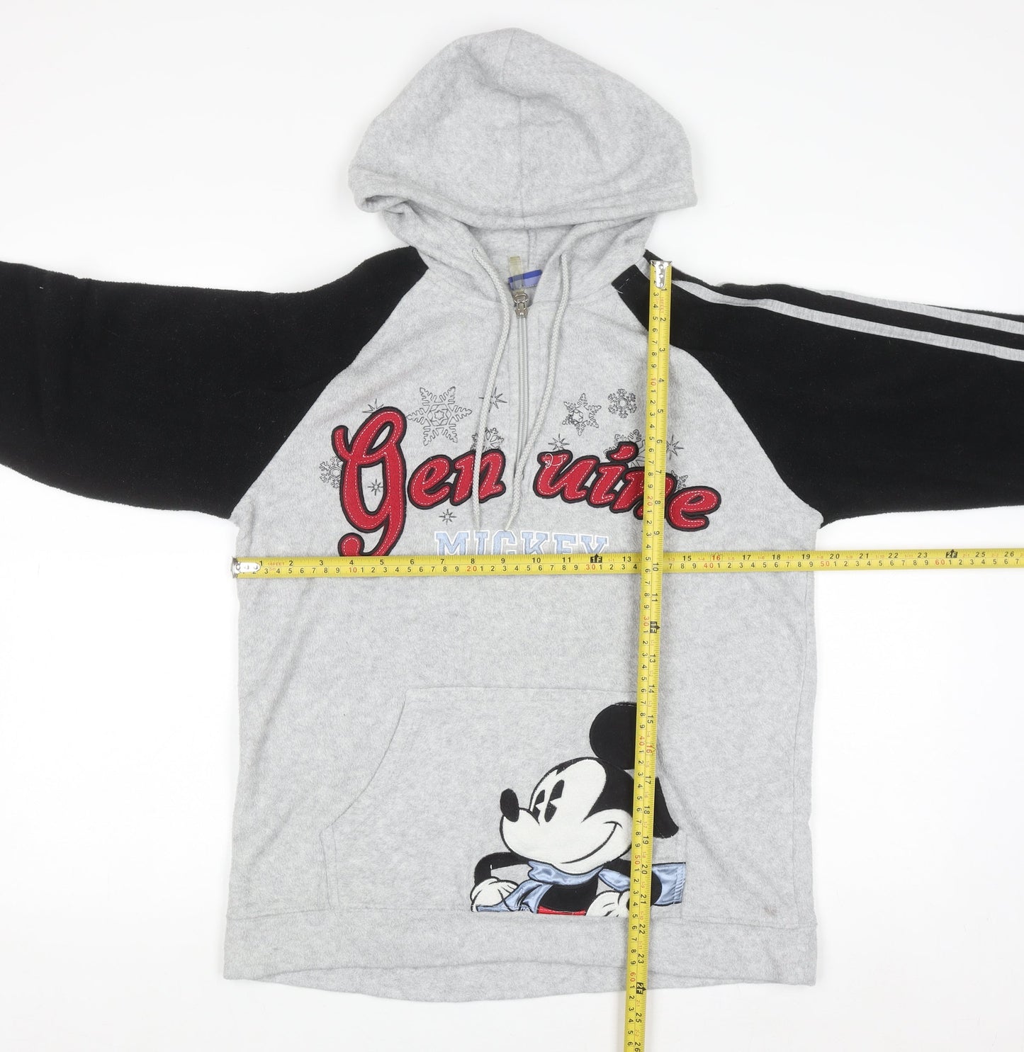 Disney Women’s Grey Mickey Hoodie Medium Pullover Embroidered Graphic