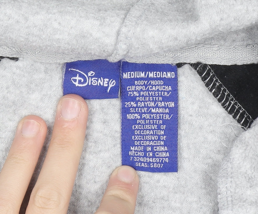 Disney Women’s Grey Mickey Hoodie Medium Pullover Embroidered Graphic