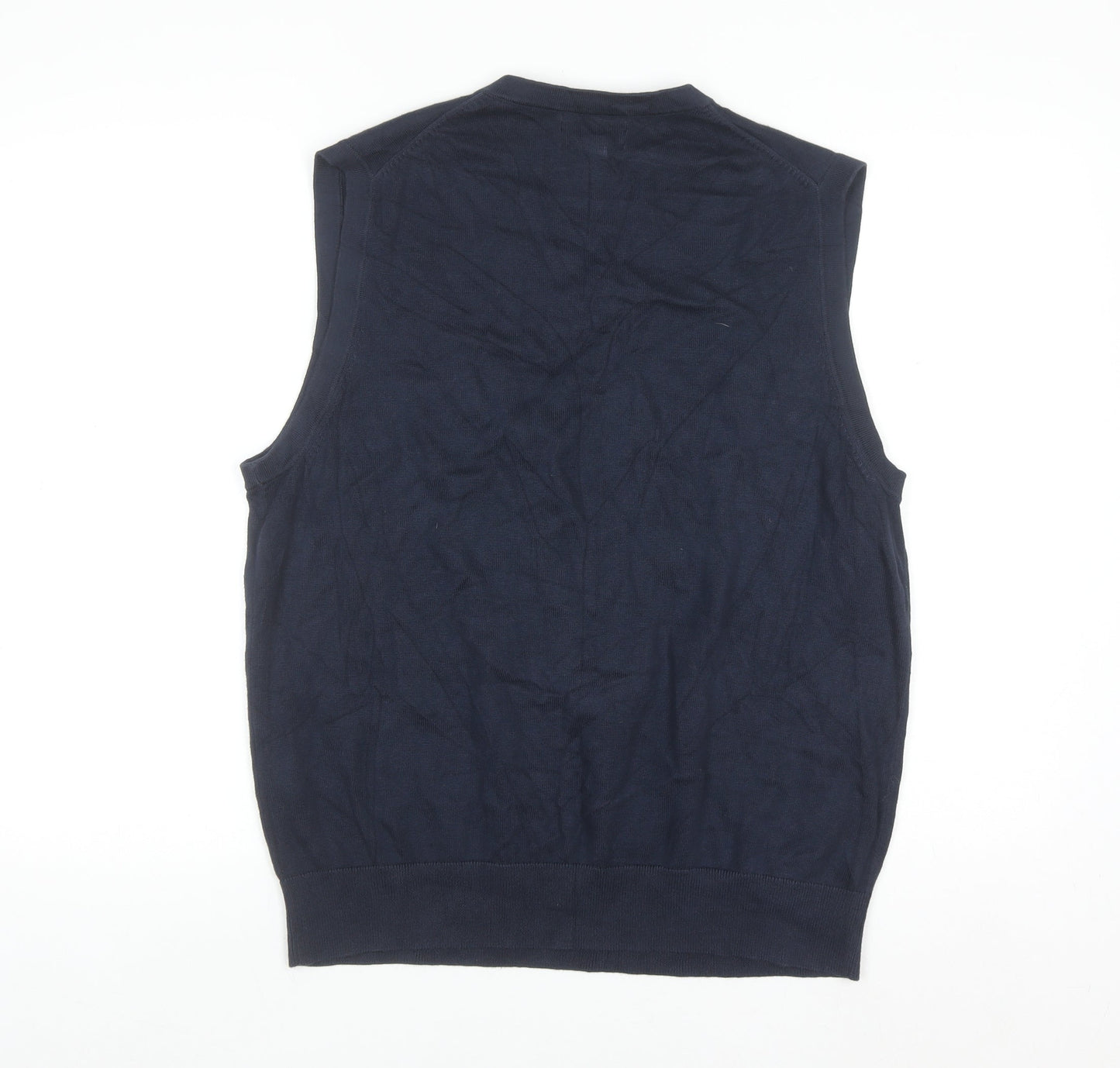 Lands' End Men's Blue Cotton V-Neck Sleeveless Vest L