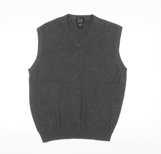 Jos A. Bank Men's Grey Medium Pima Cotton V-Neck Sweater Vest