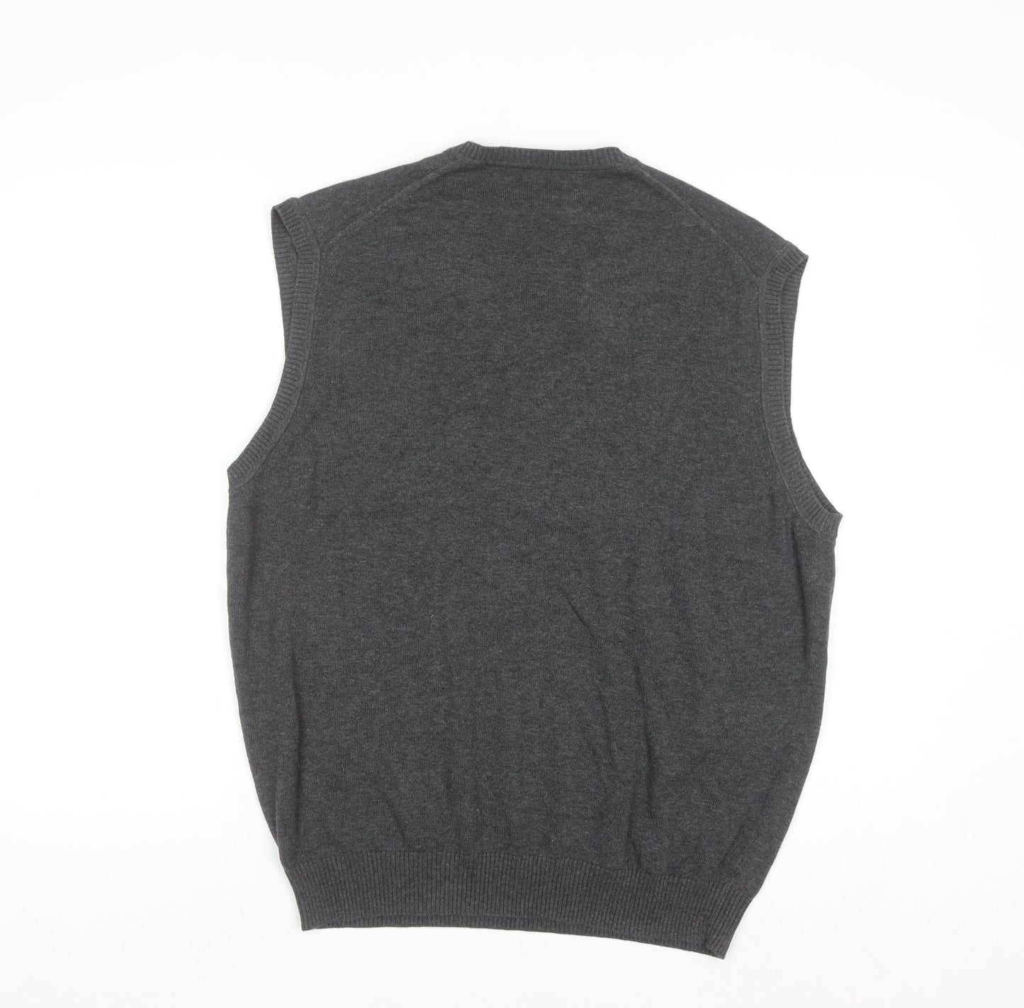 Jos A. Bank Men's Grey Medium Pima Cotton V-Neck Sweater Vest