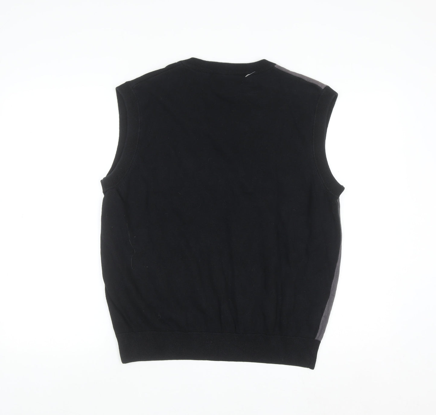 Grand Slam Men's Black Argyle Cotton V-Neck Sweater Vest Size L