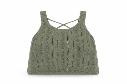 Hollister Women’s Green Open Knit Sleeveless Pullover Jumper M
