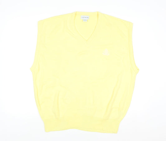 Izod Men's Yellow Acrylic V-Neck Sleeveless Jumper XL