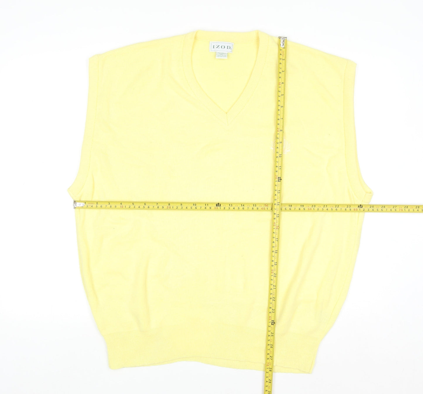 Izod Men's Yellow Acrylic V-Neck Sleeveless Jumper XL