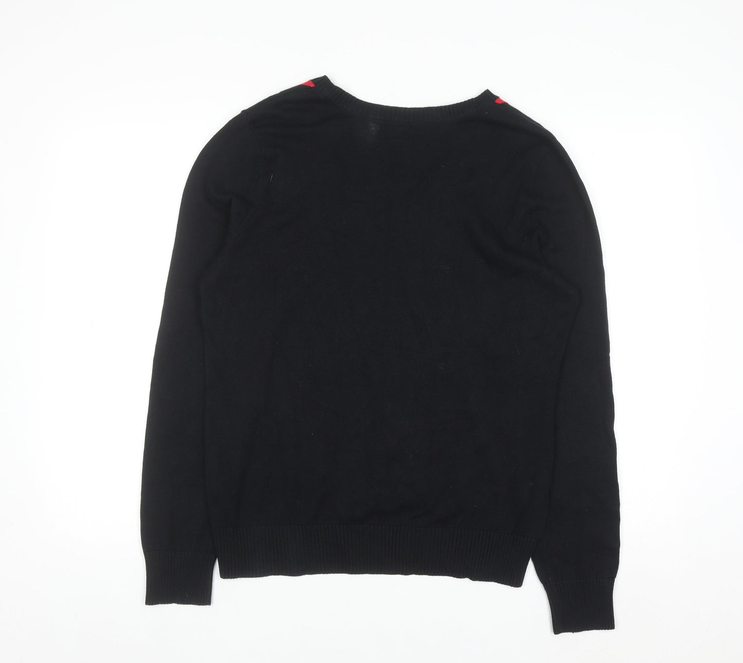 IZOD Men's Black Argyle V-Neck Cotton Jumper Size L