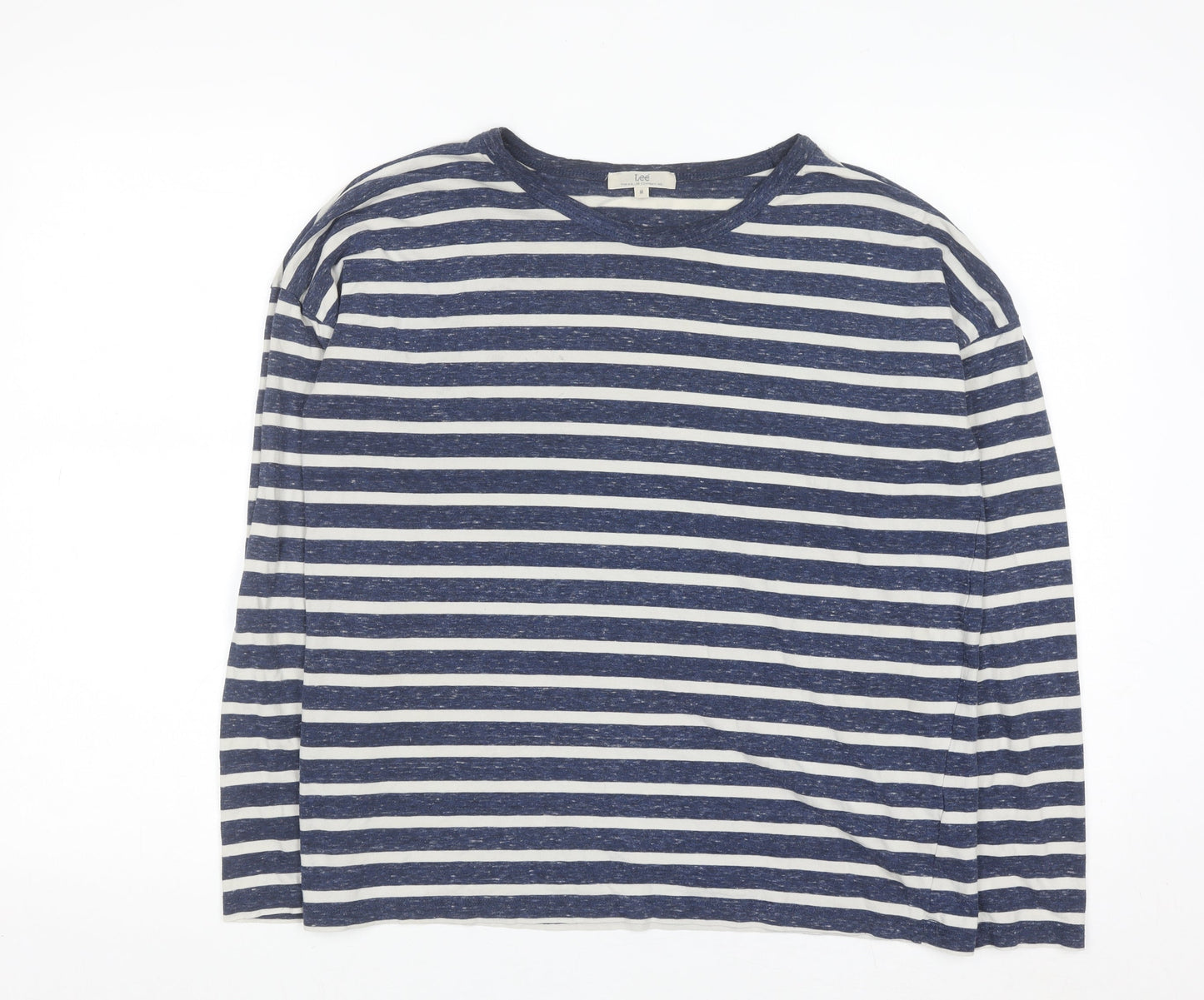 Lee Men's Blue Striped Long Sleeve Cotton Blend Casual Top M