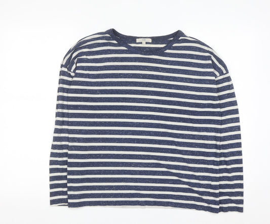 Lee Men's Blue Striped Long Sleeve Cotton Blend Casual Top M