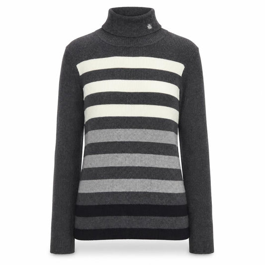 Lauren Ralph Lauren Women Grey Striped Roll Neck Jumper Medium