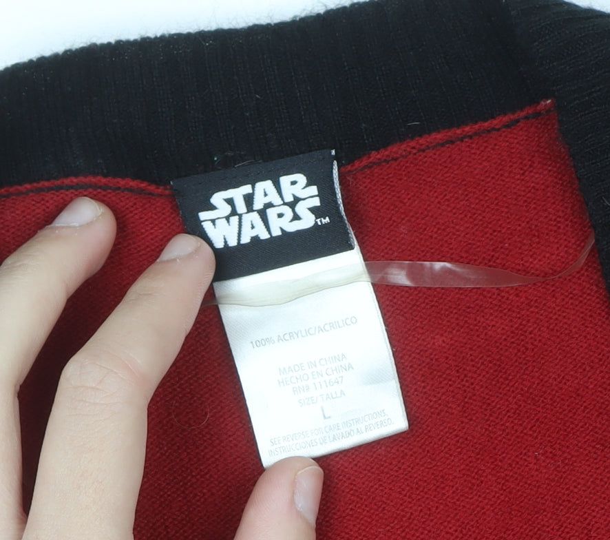 Star Wars Men's Red Fair Isle Christmas Cardigan Size L