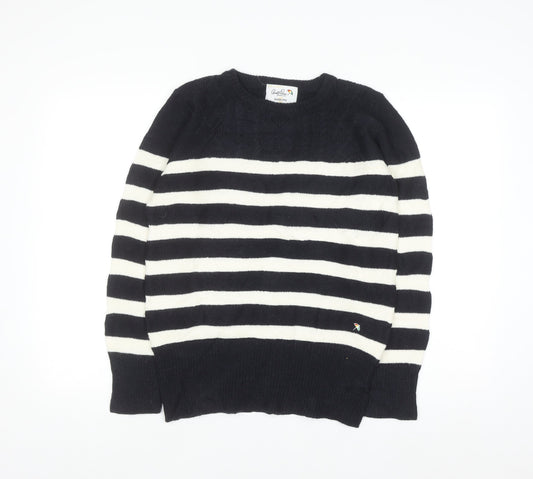 Arnold Palmer Womens Black White Striped Wool Jumper M