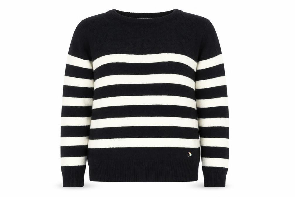 Arnold Palmer Womens Black White Striped Wool Jumper M