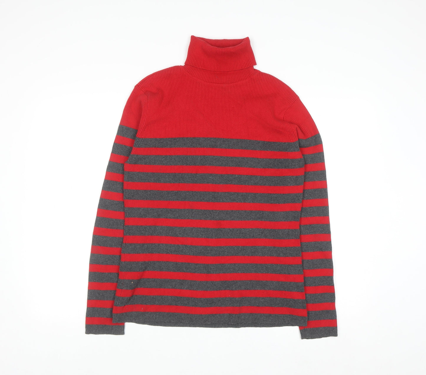 Liz Claiborne Women Red Stripe Roll Neck Knit Jumper XL