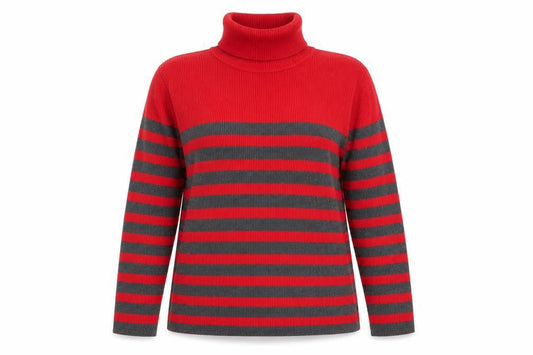 Liz Claiborne Women Red Stripe Roll Neck Knit Jumper XL