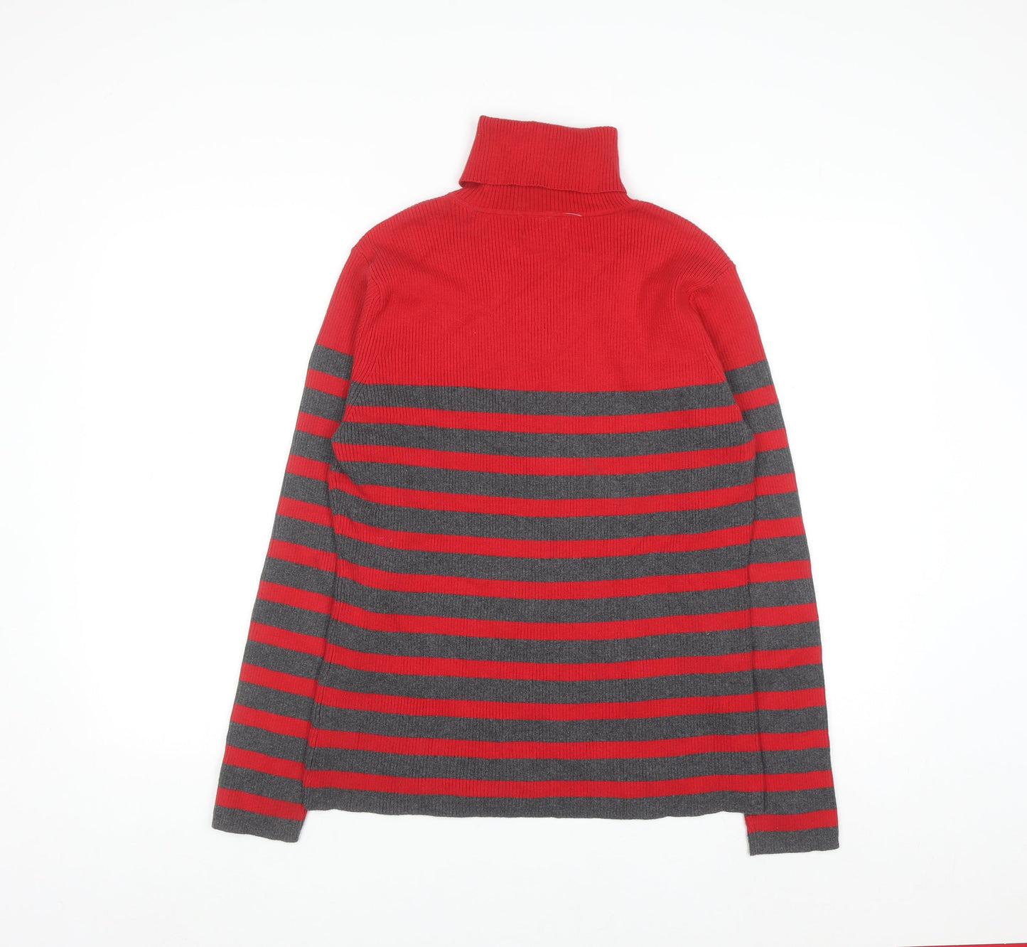 Liz Claiborne Women Red Stripe Roll Neck Knit Jumper XL