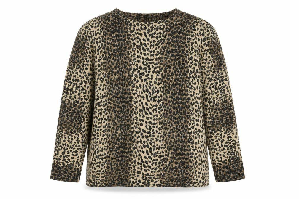 Lisa International Women's Beige Leopard Print Knit Jumper M