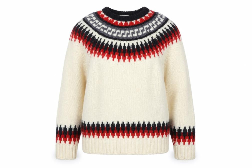 Cabin Fever Women's Cream Fair Isle Wool Jumper Size M