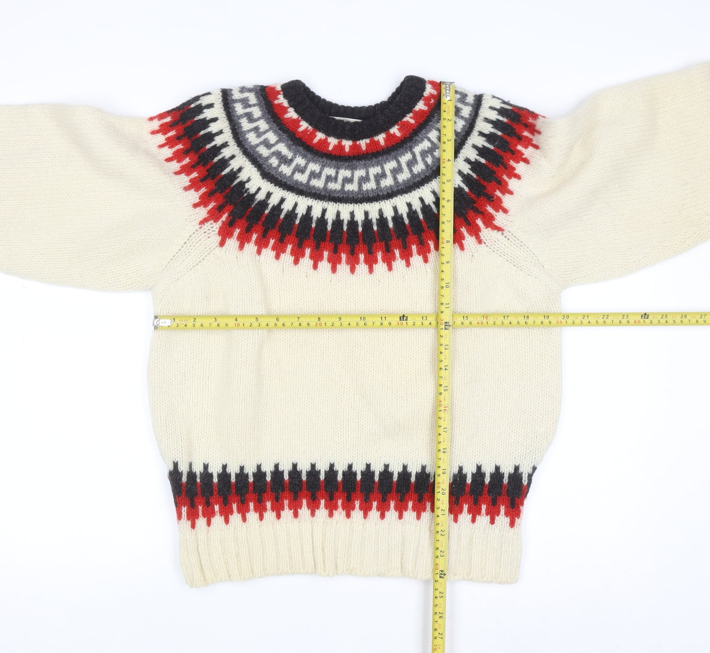Cabin Fever Women's Cream Fair Isle Wool Jumper Size M