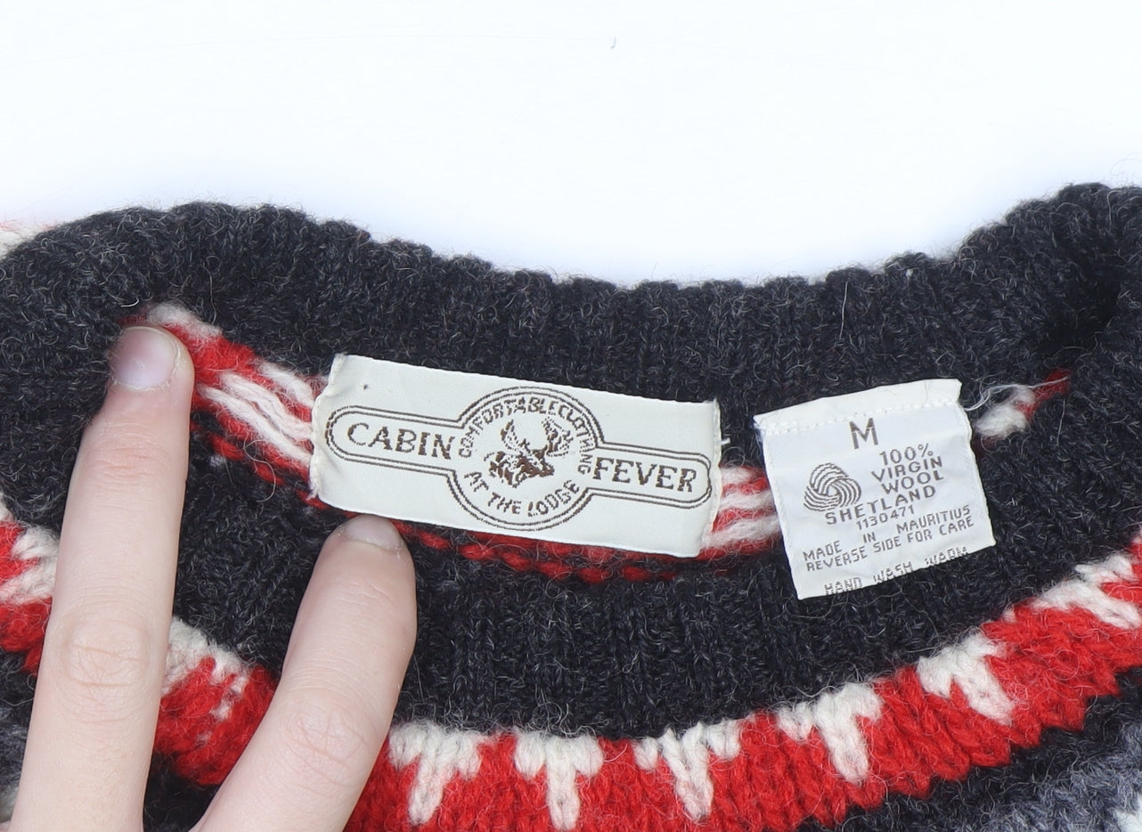 Cabin Fever Women's Cream Fair Isle Wool Jumper Size M