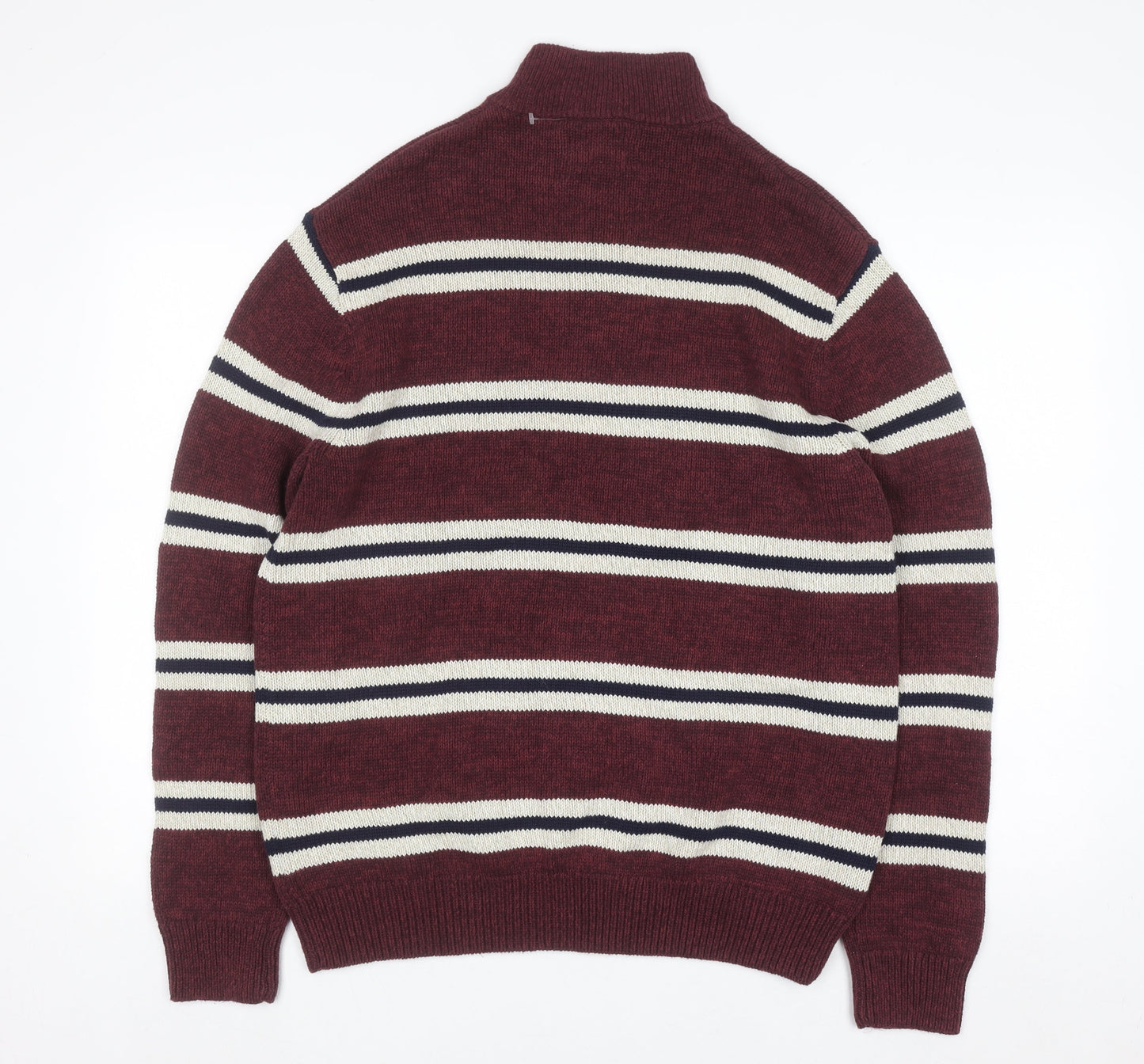 Chaps Men's Red Striped 1/2 Zip Cotton Jumper Size L