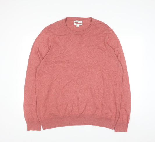 Marks and Spencer Men's Pink 2XL Cotton Crew Neck Jumper