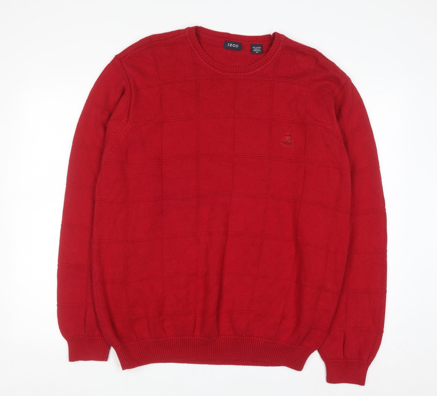 IZOD Men's Red Cotton Crew Neck Pullover Jumper XL