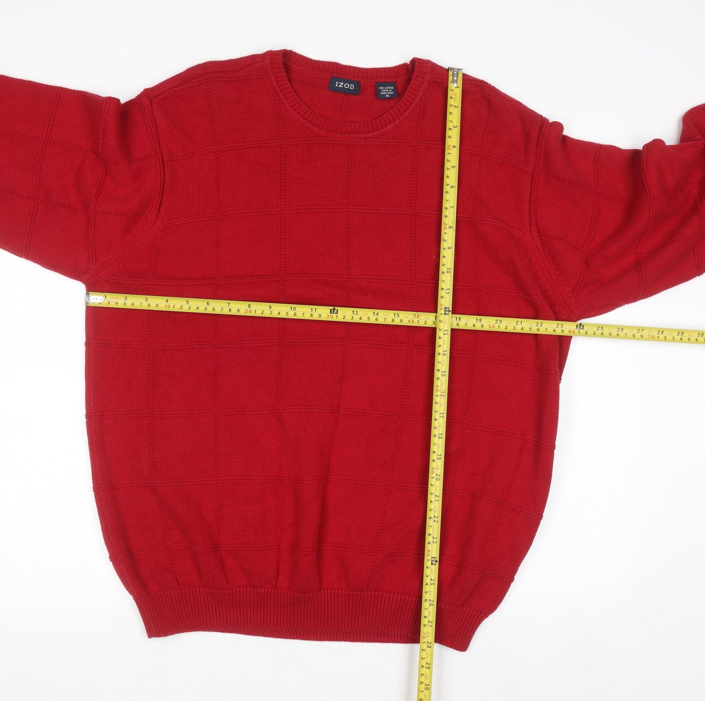 IZOD Men's Red Cotton Crew Neck Pullover Jumper XL