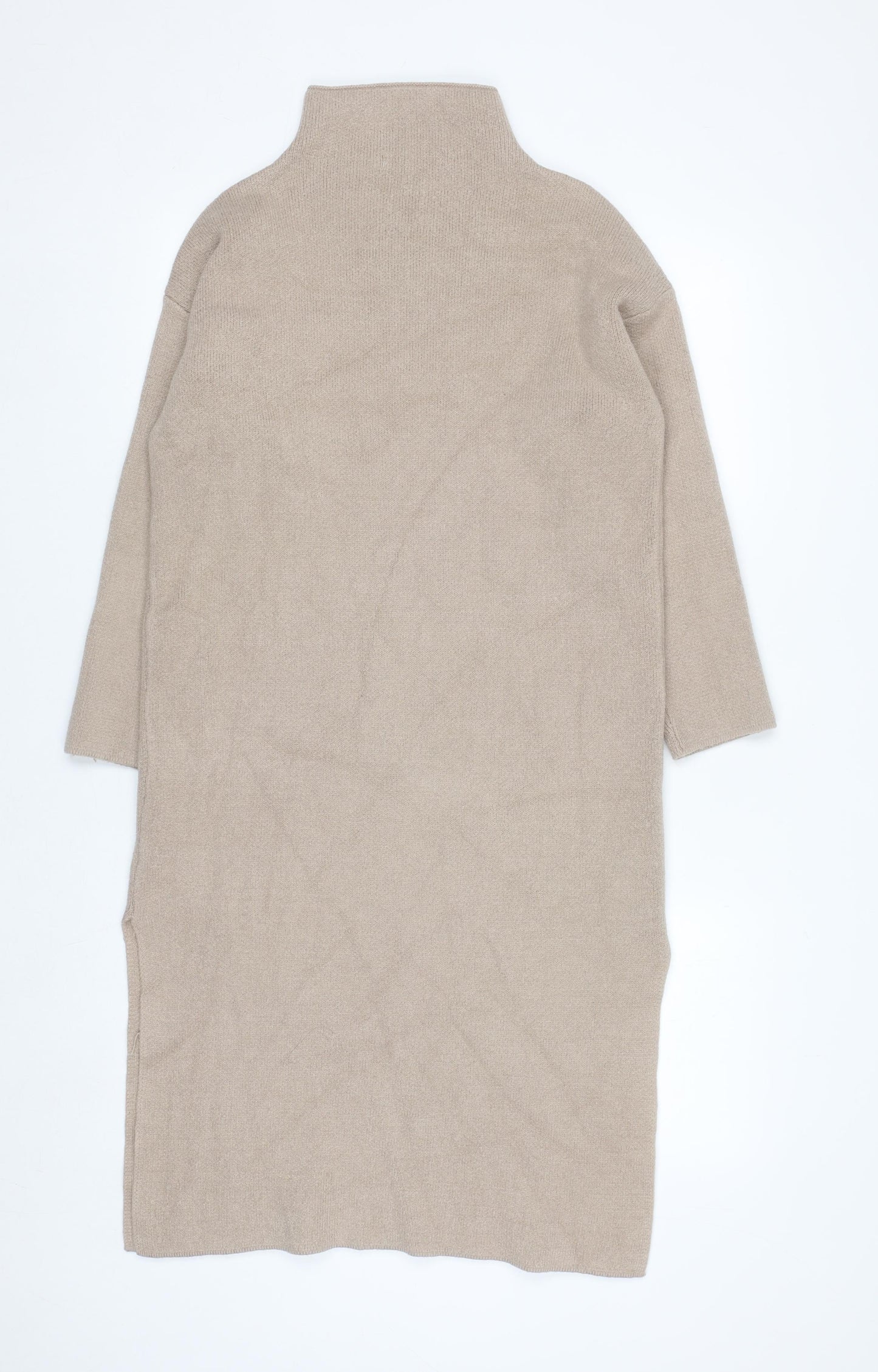 Elenza by L&L Women’s Beige High Neck Long Sleeve Knit Tunic Jumper One Size
