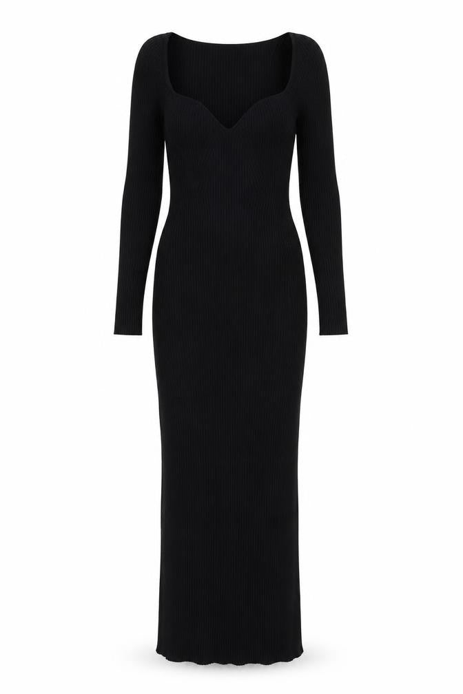 H&M Women’s Black Bodycon Long Sleeve Midi Dress S