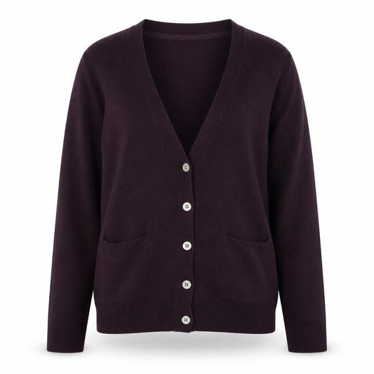 FatFace Womens Purple Wool Blend Cardigan UK 10 Long Sleeve V-Neck