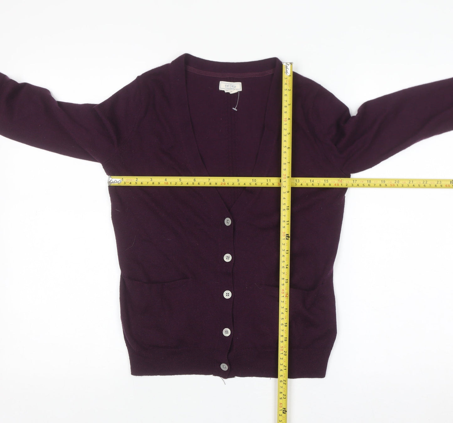 Fat Face Womens Purple Wool Blend Cardigan UK 10 Long Sleeve V-Neck