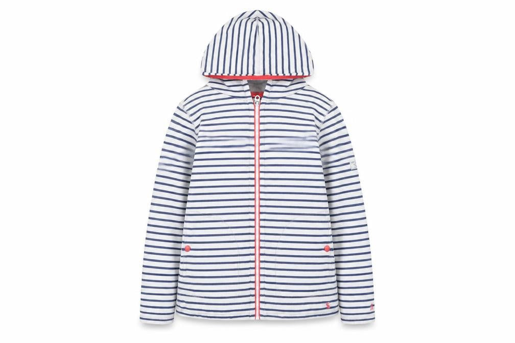 Joules Women's White & Navy Striped Full Zip Hoodie UK 8 Cotton Blend