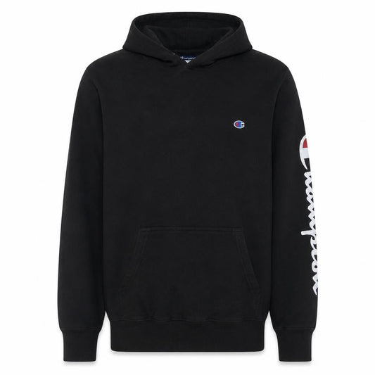 Champion Men’s Black Pullover Hoodie M Logo Sports Fleece Sweatshirt