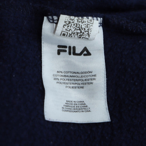 FILA Women's Navy Red Colourblock Hoodie Size S Pullover Cotton Blend