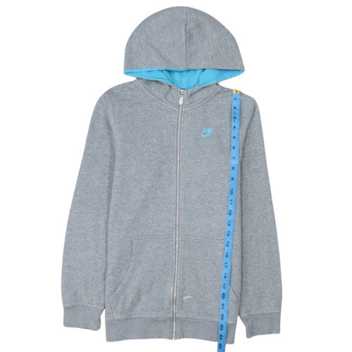 Nike Boys Grey Full Zip Hoodie Size 12-13 Years Lined Hooded Sweatshirt