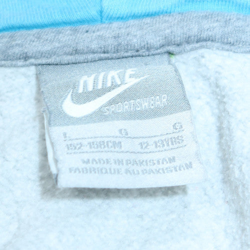 Nike Boys Grey Full Zip Hoodie Size 12-13 Years Lined Hooded Sweatshirt