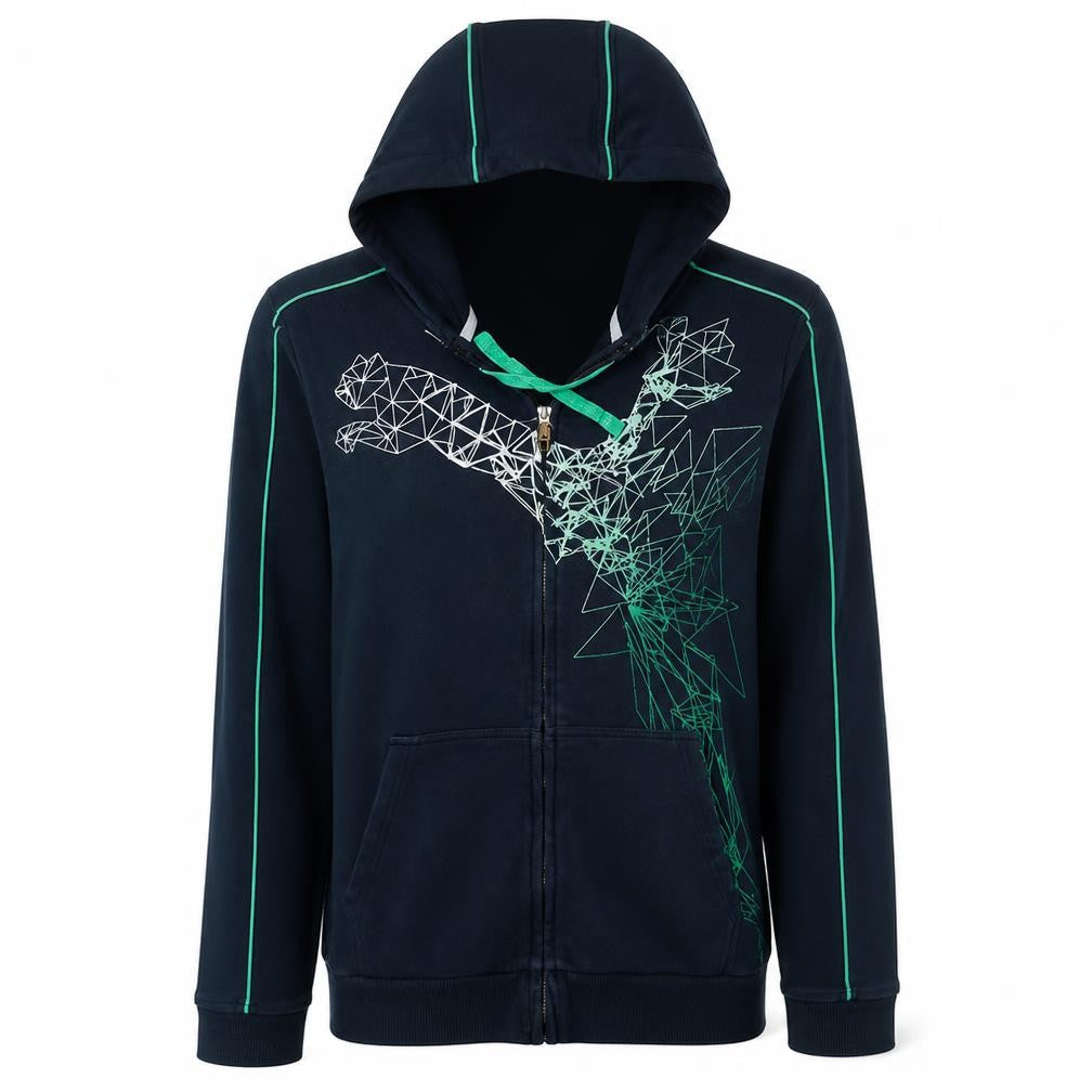 Puma Men's Black Full Zip Hoodie L Sports Graphic Hooded Sweatshirt
