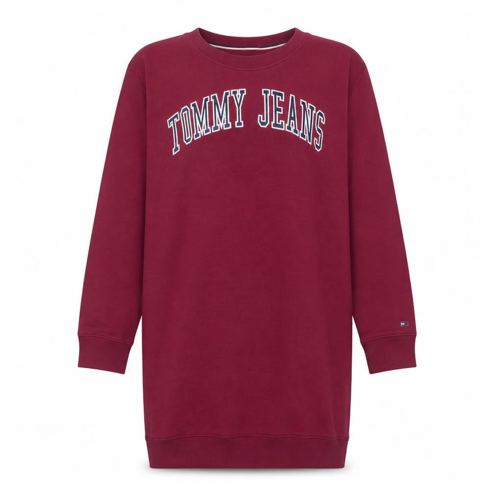 Tommy Jeans Womens Red Pullover Sweatshirt M Logo Cotton Blend