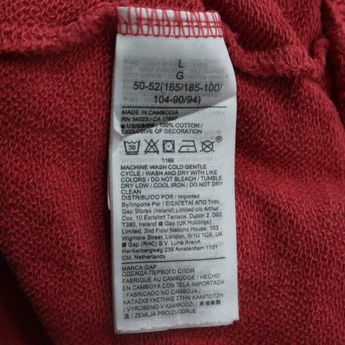 GAP Women’s Red Pullover Hoodie L Cotton Logo Casual Sweatshirt