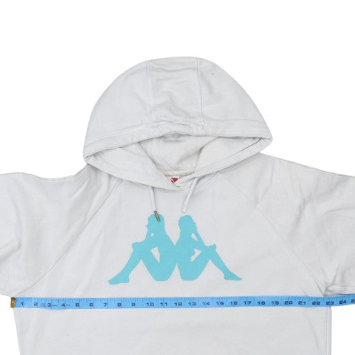 Kappa Mens White Large Pullover Hoodie with Blue Logo Sportswear
