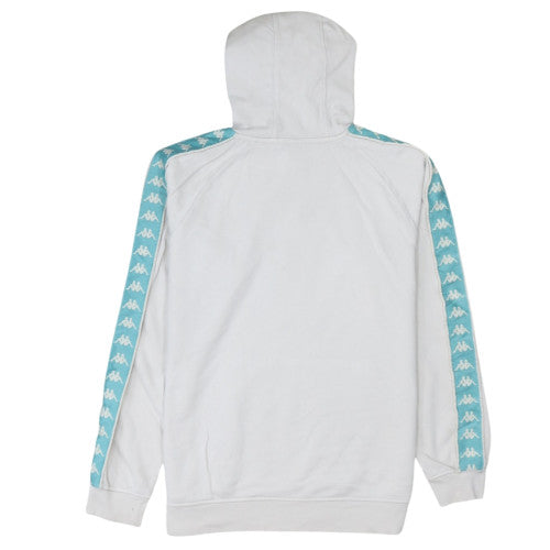 Kappa Mens White Large Pullover Hoodie with Blue Logo Sportswear