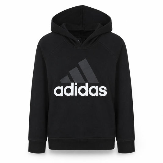 Front view of Adidas Women's Black Pullover Hoodie, size S, Logo Print Casual Sweatshirt
