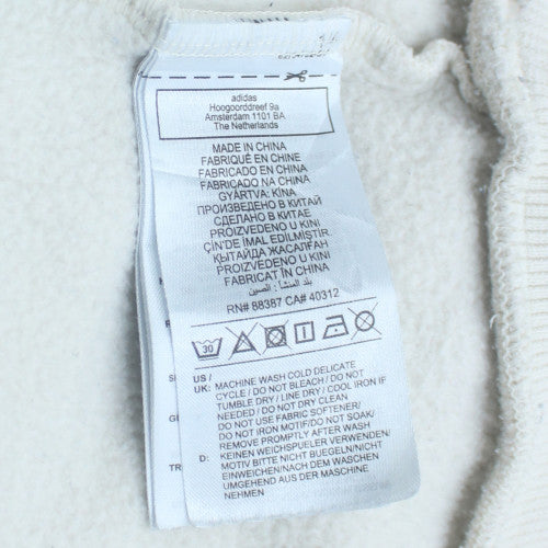Adidas Womens White Crew Neck Sweatshirt XL Logo Graphic Pullover