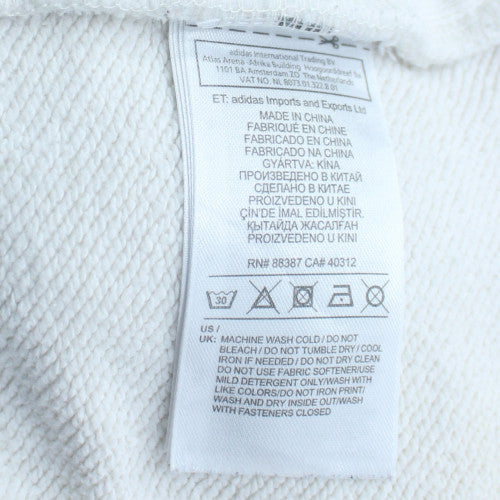 Adidas Women White UK 12 Hooded Pullover Sweatshirt with Logo Detailing